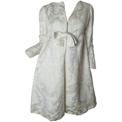 1960s Teal Traina Off White Dress