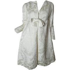 1960s Teal Traina Off White Dress 10