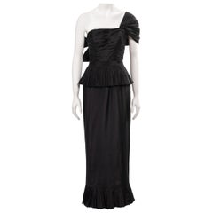 Used Chanel by Karl Lagerfeld black silk taffeta evening dress, ss 1986