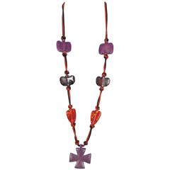 Yves Saint Laurent Purple Cross Necklace