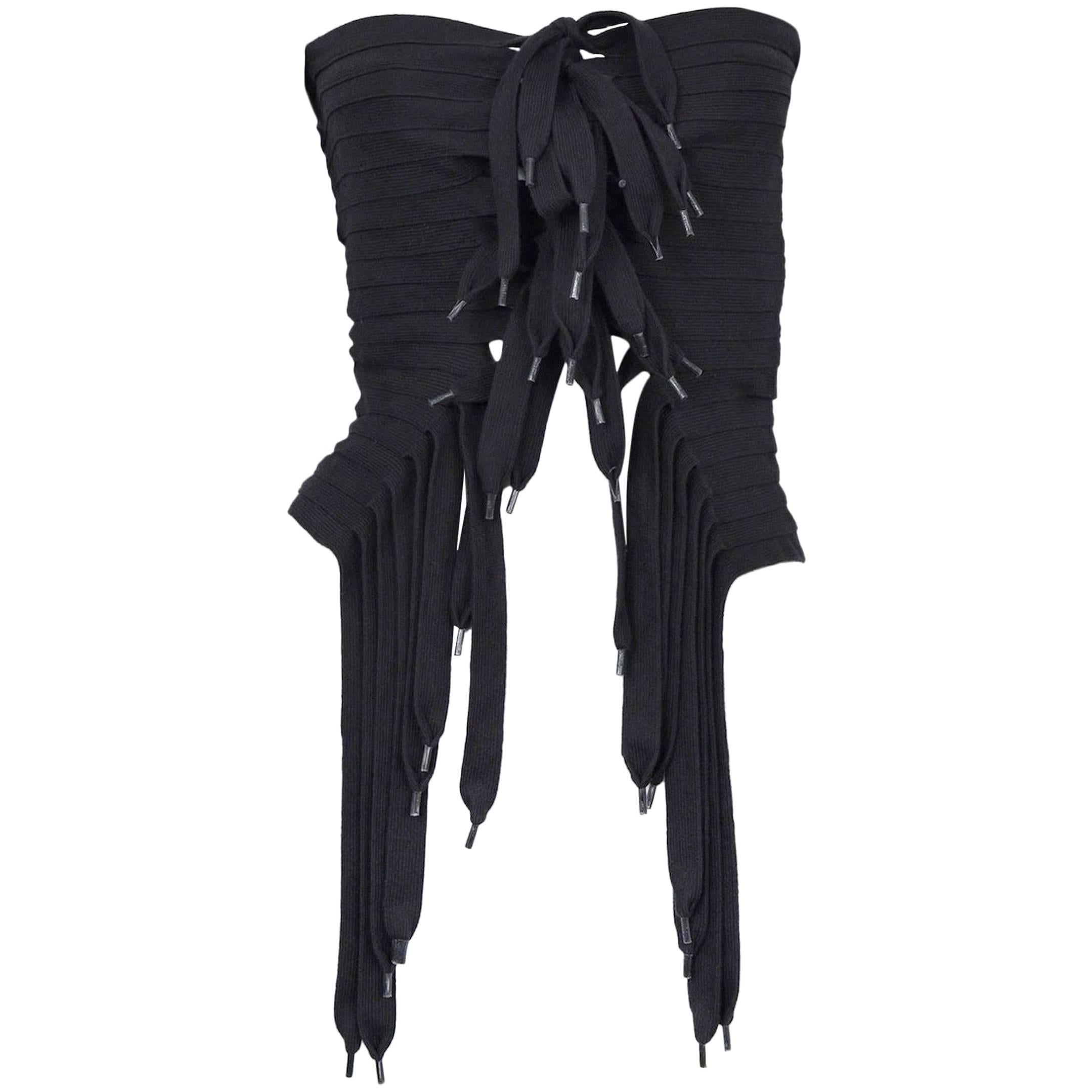 Maison Martin Margiela - Top noir à lacets 2003