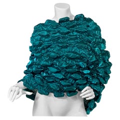 Issey Miyake Teal Blue Egg Carton Circular Wrap or Shawl