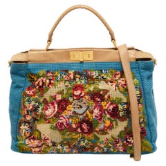 Fendi Multicolor Floral Embroidered Canvas and Leather Large Peekaboo Top Handle