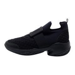 Roger Vivier Black Mesh, Neoprene and Leather Slip On Sneakers Size 44