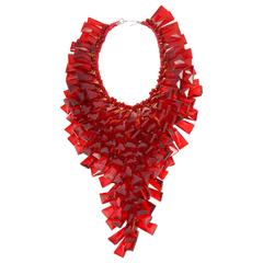 Vilaiwan Ruby Red Crystal Glass Faceted Necklace