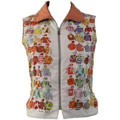 Vintage Reversible Hermes Vest With Horse Racing Theme.
