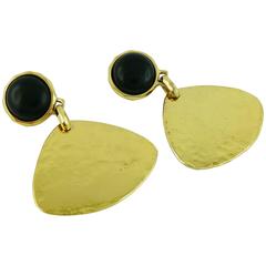 Yves Saint Laurent YSL Boucles d'oreilles pendantes d'inspiration africaine en or massif