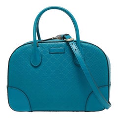 Gucci Teal Blue Bright Diamante Leather Small Satchel