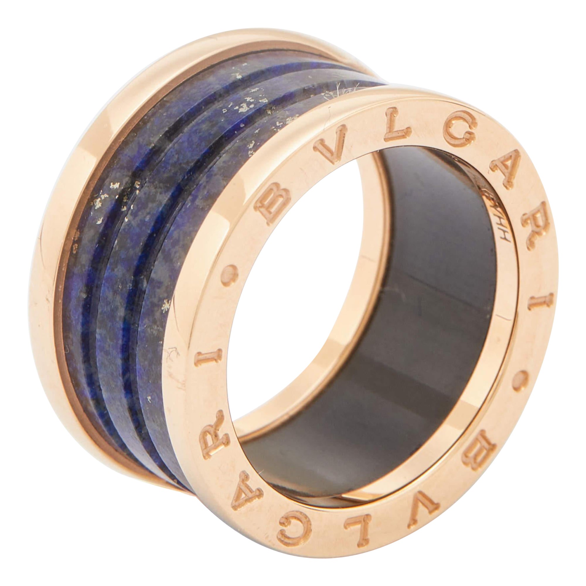 Bvlgari B.Zero1 Lapis Lazuli 18k Rose Gold Ring Size 54