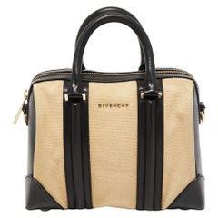 Givenchy Black/Beige Leather and Canvas Small Lucrezia Satchel