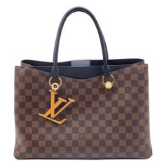 Damier Ebene LV Riverside-Tasche aus Segeltuch von Louis Vuitton in Schwarz