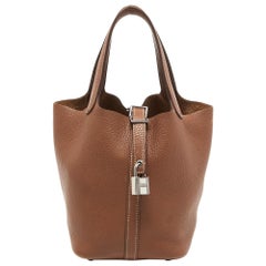 Gold Clemence Picotin Schloss 18 Tasche aus Leder mit Picotin-Verschluss