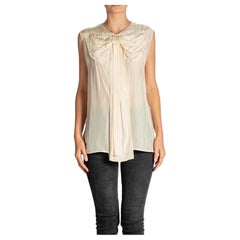 2000S STELLA MCCARTNEY Cream Light Weight Silk Shell Top With Giant Bow