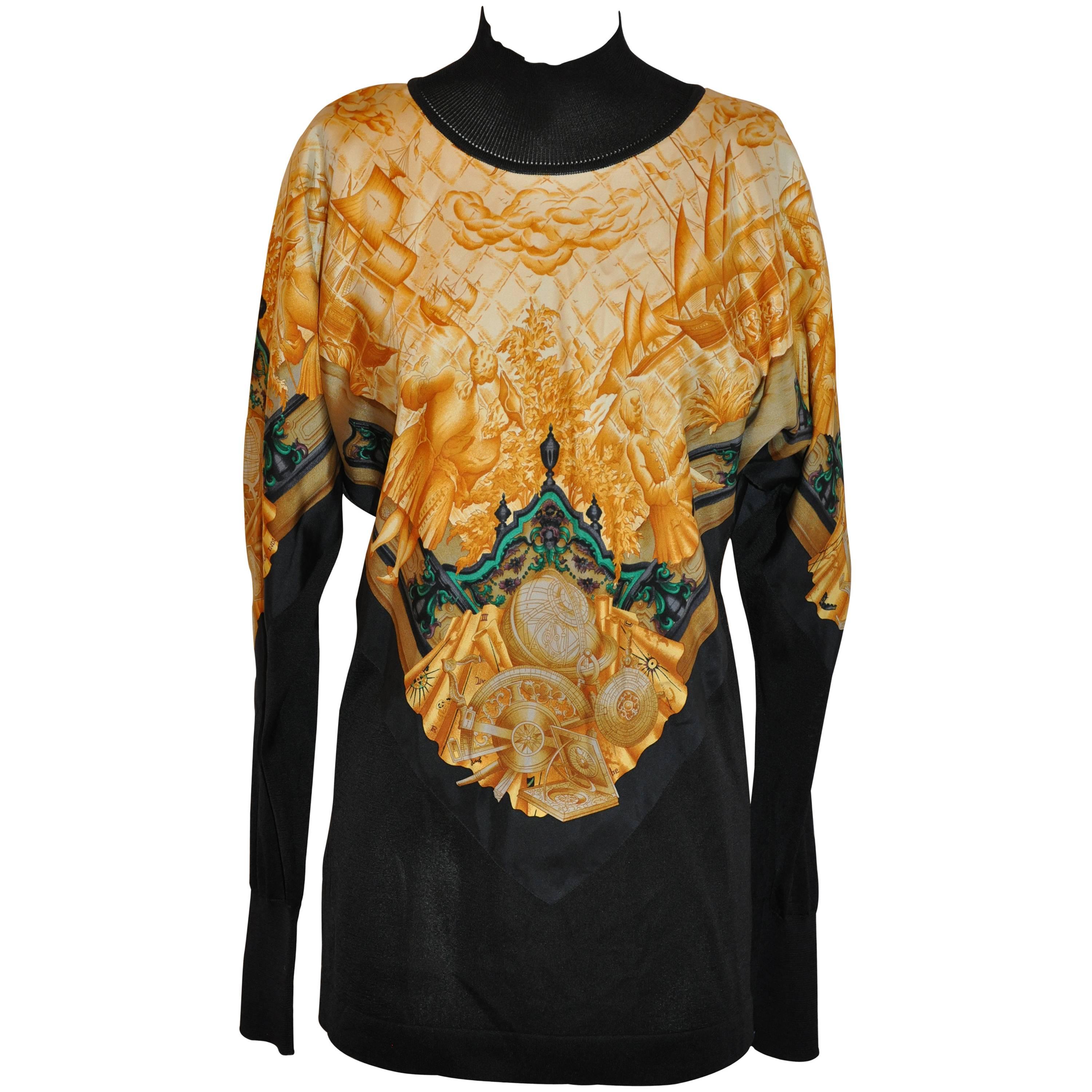 Hermes "Navigational" Silk Turtleneck Pullover