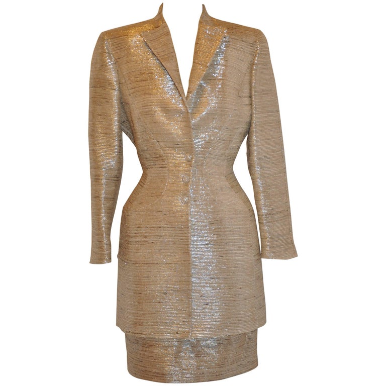 Thierry Mugler Metallic "Shades of Gold" Gold Evening Ensemble For Sale at  1stDibs