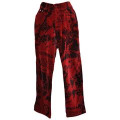 Moschino Bordeaux & Black Bold Abstract "Graffiti" Five Pocket Pants