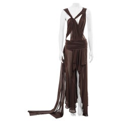 Yves Saint Laurent by Tom Ford brown silk draped evening dress, ss 2002
