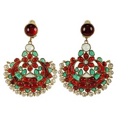 Maison Gripoix for Chanel Anglo Indian Pendant Earrings