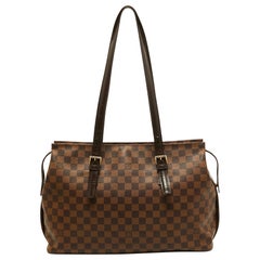 Louis Vuitton Damier Ebene Chelsea Zip Shoulder Bag Tote 84lk411s For Sale  at 1stDibs