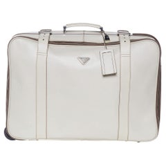 Prada Off White Saffiano Travel Valigia Suitcase