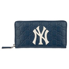 Gucci GG Wallet Navy Leather "NY" New York Yankees Logo