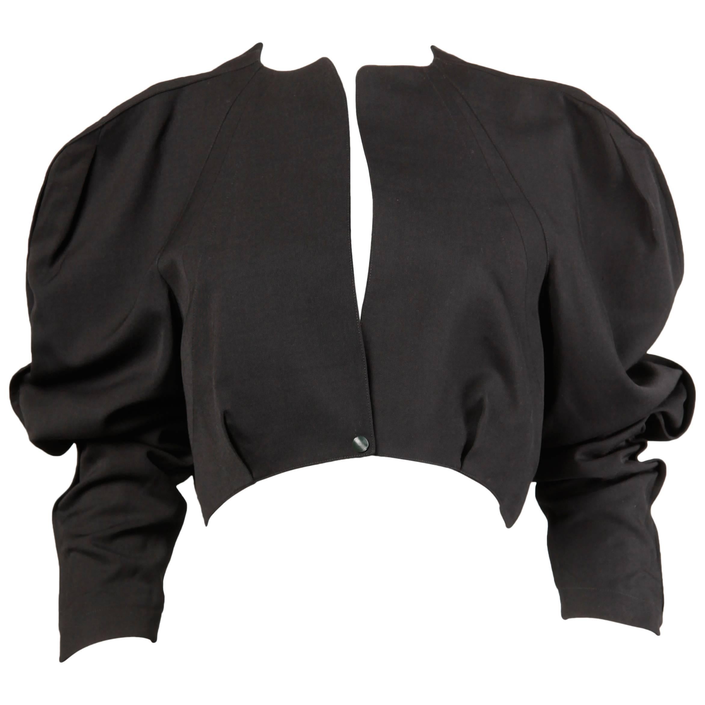 Thierry Mugler 1980s Vintage Black Avant Garde Balloon Sleeve Jacket
