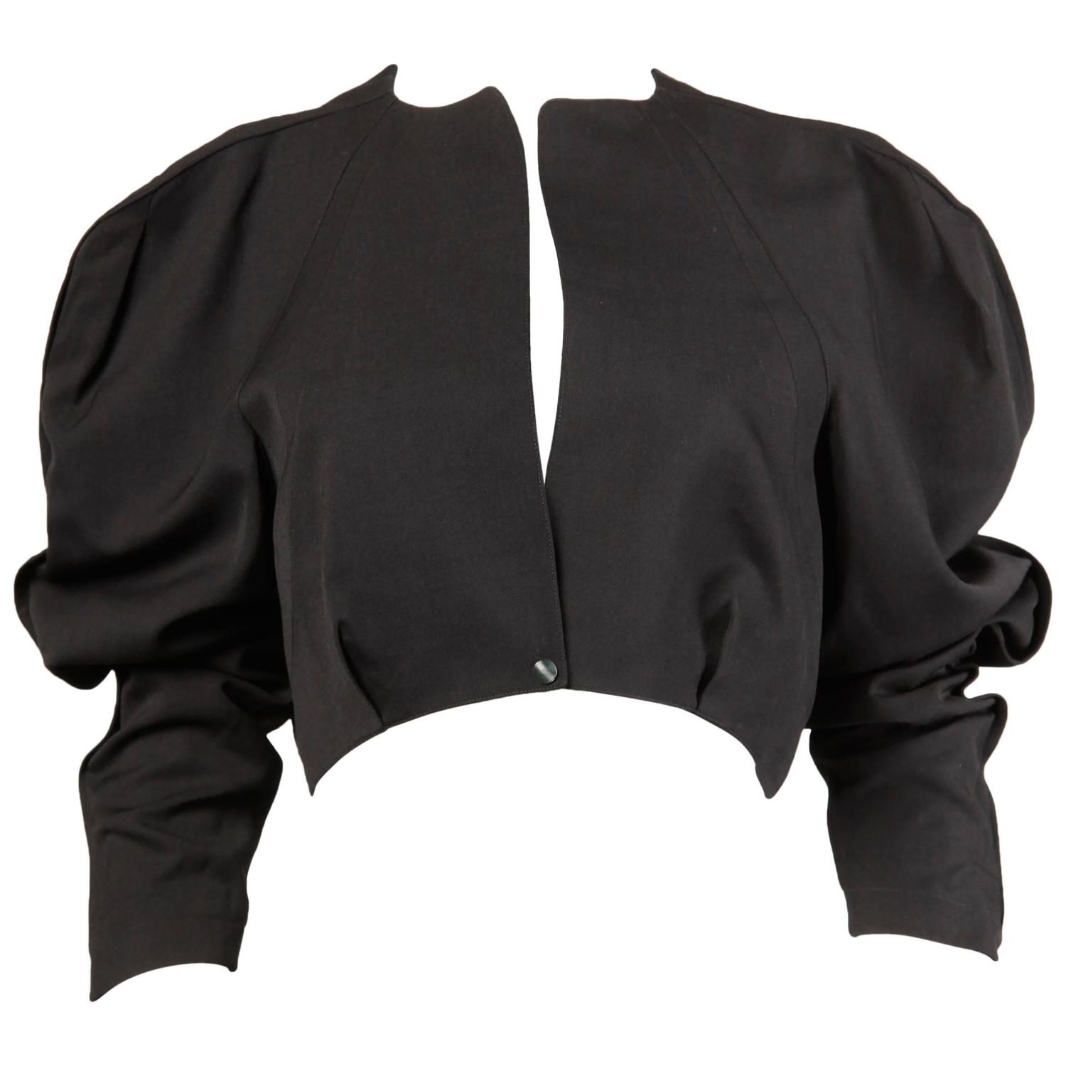 Thierry Mugler 1980s Vintage Black Avant Garde Balloon Sleeve Jacket ...