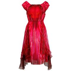 Celine Sheer Silk Orchid Flower Dress in Fuchsia Pink 2