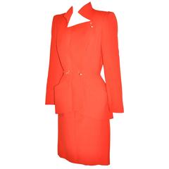 Thierry Mugler Signature Red Body Forming Two Piece Skirt Ensemble 4