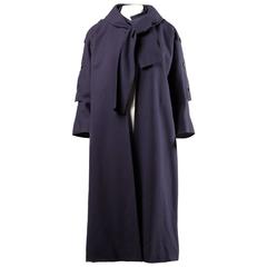 Jacques Heim 1950s 2-Pc Silk + Wool Coat with a Detachable Cape/ Scarf