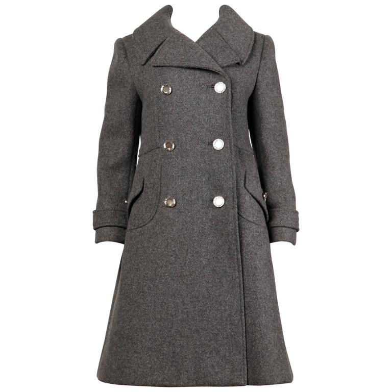 Bonwit Teller Vintage 1960s Heavy Gray Wool Military Inspired Coat at 1stDibs bonwit teller