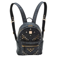 MCM Black Visetos Coated Canvas and Leather Small Studs Stark Backpack