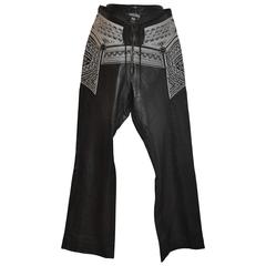 Iconic Jean Paul Gaultier Detailed Embroidered & Studded Lambskin Jeans