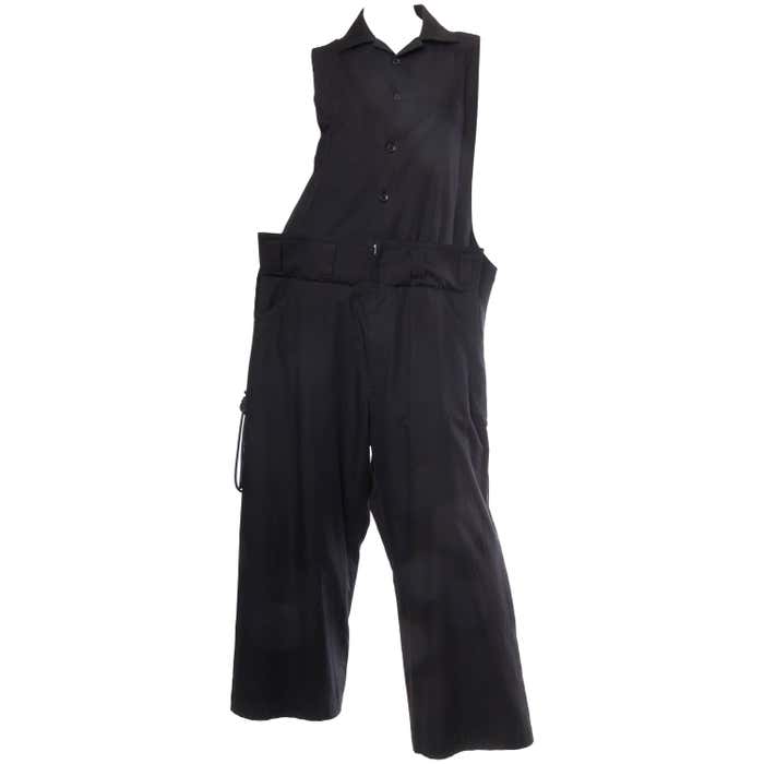 1990S YOHJI YAMAMOTO Black Cotton Unisex Oversized Jumpsuit With Lacing ...