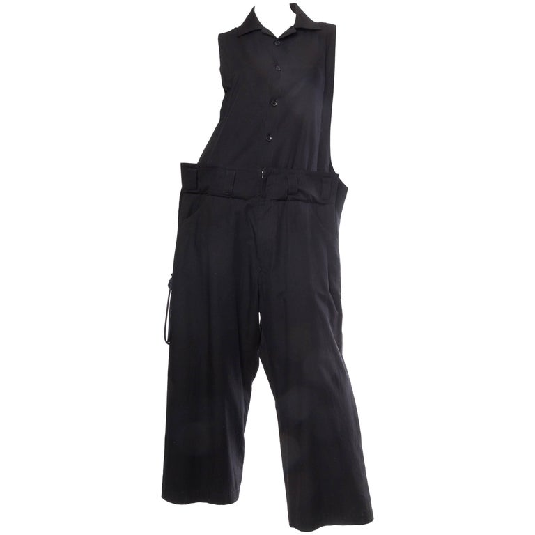 1990S YOHJI YAMAMOTO Black Cotton Unisex Oversized Jumpsuit With