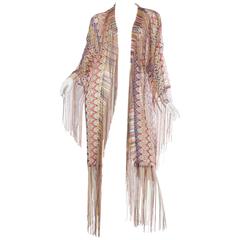 Vintage Knit Kimono with Fringe