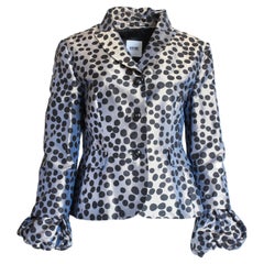 Moschino Jacket Gunmetal Silk with Polka Dots Puff Sleeves Cheap and Chic US 12