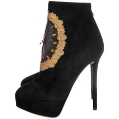 Charlotte Olympia On Time Clock Ankle Boots - black suede