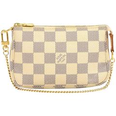 Retro Louis Vuitton Mini Pochette Accessories Damier Azur Canvas Pouch Bag