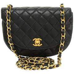 Vintage Chanel Flap Black Quilted Leather Shoulder Mini Bag