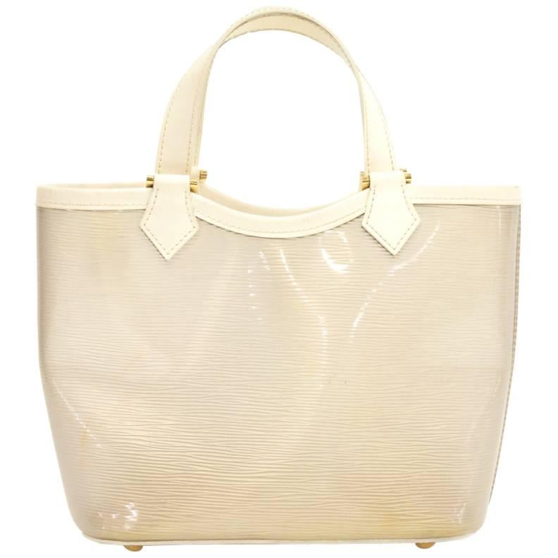 Louis Vuitton Plage Lagoon White Vinyl Mini Beach Tote Handbag
