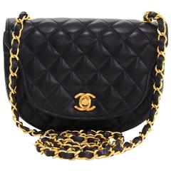 Vintage Chanel 7" Navy Quilted Leather Shoulder Flap Mini Bag