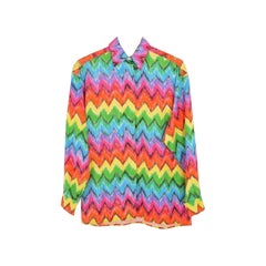 Vintage Gianni Versace Versus Rainbow Zig Zag Print Shirt