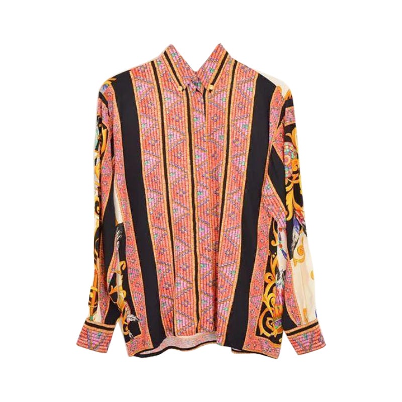 Gianni Versace 1990's Rare Native American Baroque Print Shirt For Sale
