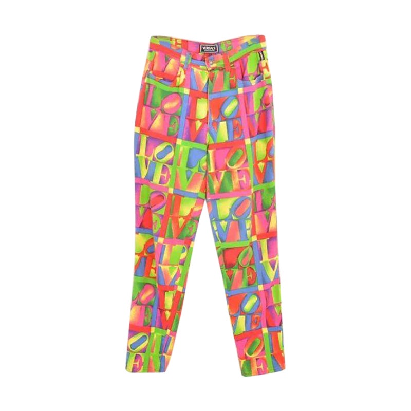 Gianni Versace 'Robert Indiana SS / 95 'LOVE' High waisted loud Colourful Jeans For Sale