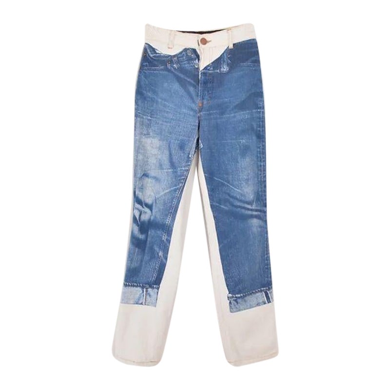 Jean Paul Gaultier SS 1997 Trompe-L'œil Vintage Jeans mit hoher Taille und Muster im Angebot