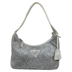 2000 Prada Re-Edition Crystal White Top Handle Bag