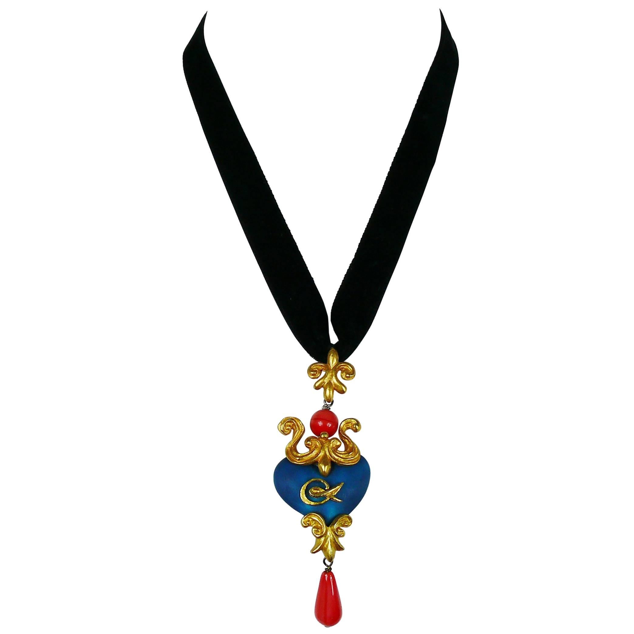 Christian Lacroix Vintage Baroque Heart Pendant Necklace