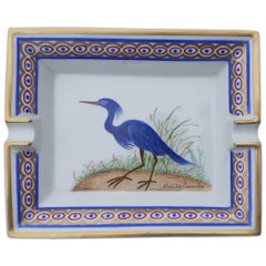 Hermès Vintage Cendrier Plateau à monnaie Bleu Egretta Florida Caerulea FL