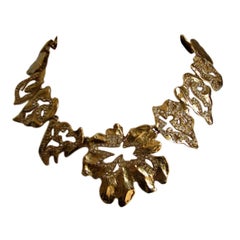 YVES SAINT LAURENT gilt floral collar with rhinestones